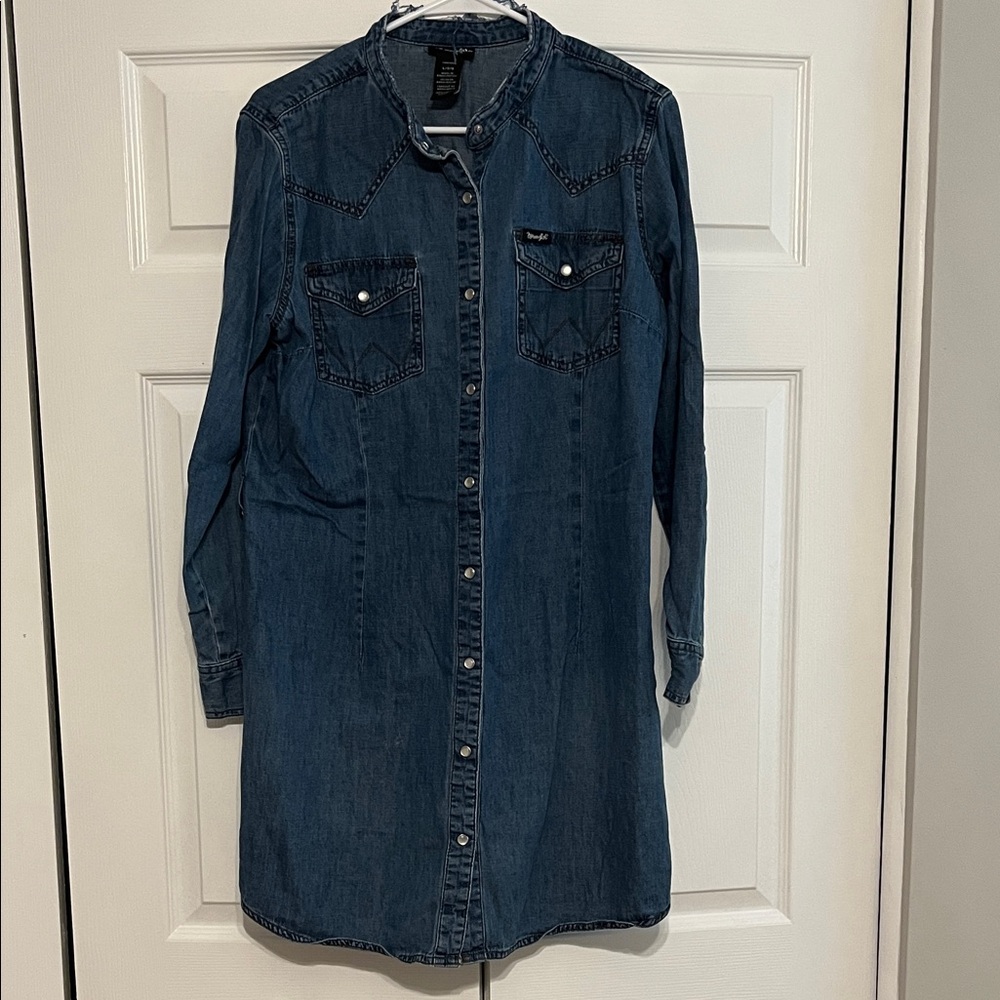 Dark Blue Denim Long-Sleeve Shirt Dress - Wrangler